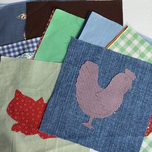 15 UNFINISHED VINTAGE QUILT BLOCKS ANIMAL APPLIQUES 10.5" & HAND DRAWN PATTERNS